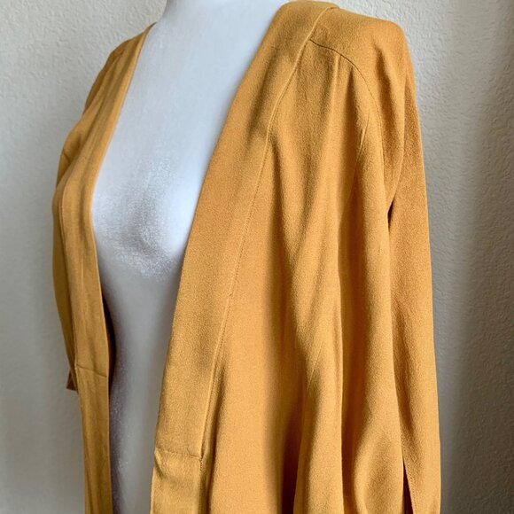 ANTHROPOLOGIE Elevenses Limn Open Front Crepe Cocoon Jacket Gold M/L - Picture 4 of 8